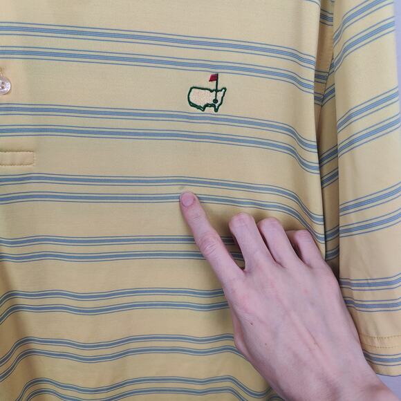 Vintage Masters Performance Polo Shirt Mens XL Yellow Green Stripe Preppy Golf - Picture 5 of 9